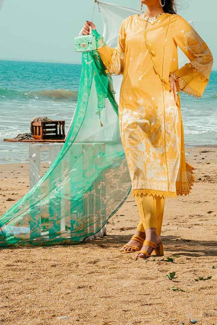 Mizaj - Unstitched Lawn with Chiffon Dupatta - 3 PC - Studio by TCS