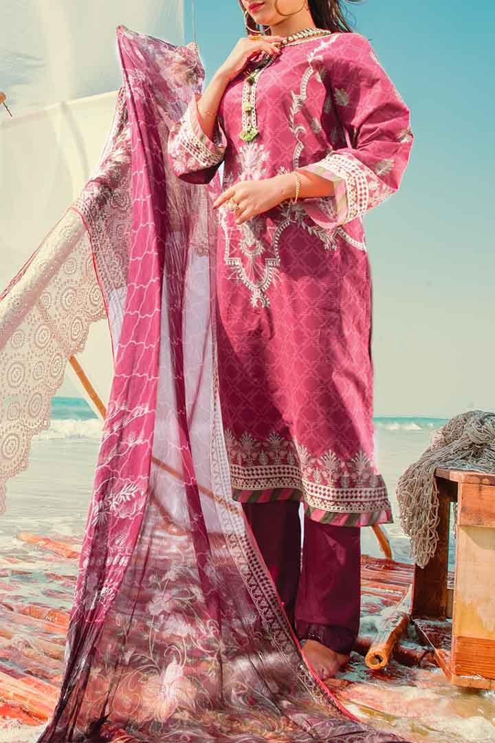 Mizaj - Unstitched Lawn with Chiffon Dupatta - 3 PC - Studio by TCS