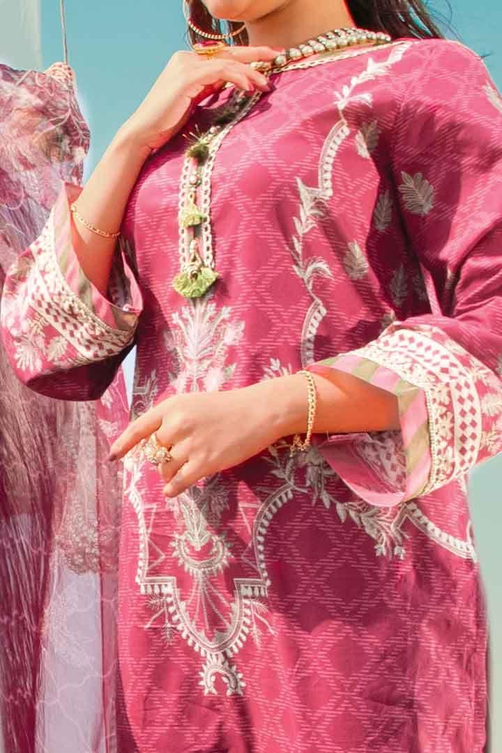 Mizaj - Unstitched Lawn with Chiffon Dupatta - 3 PC - Studio by TCS