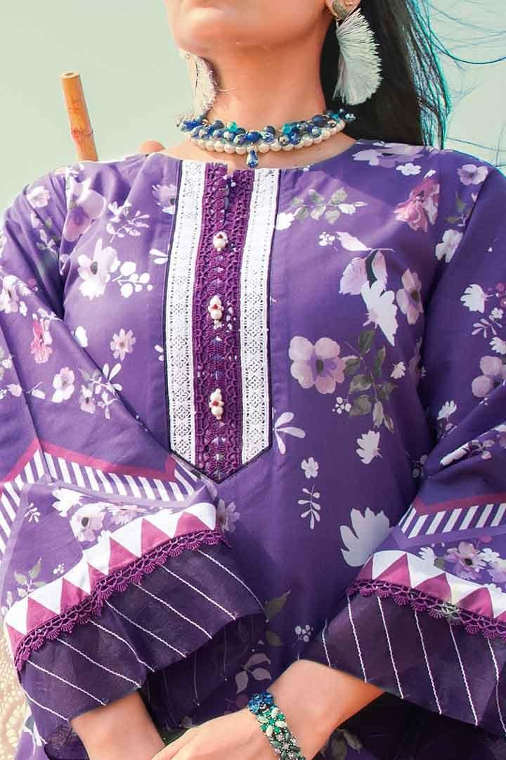 Mizaj - Unstitched Lawn with Chiffon Dupatta - 3 PC - Studio by TCS