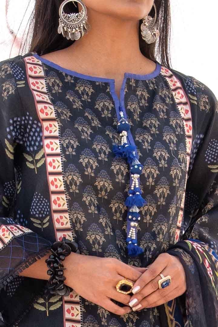 Mizaj - Unstitched Lawn with Chiffon Dupatta - 3 PC - Studio by TCS