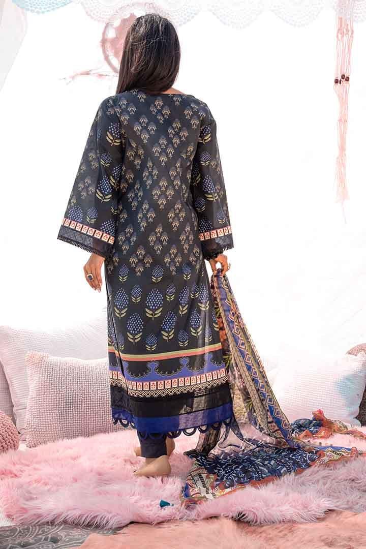 Mizaj - Unstitched Lawn with Chiffon Dupatta - 3 PC - Studio by TCS