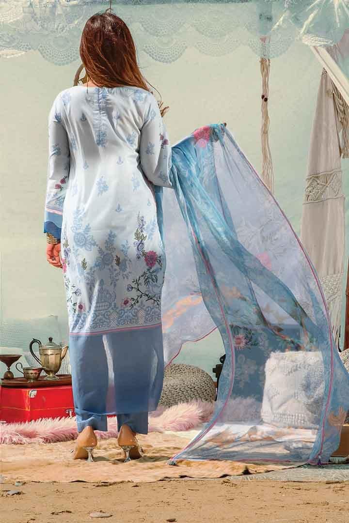Mizaj - Unstitched Lawn with Chiffon Dupatta - 3 PC - Studio by TCS