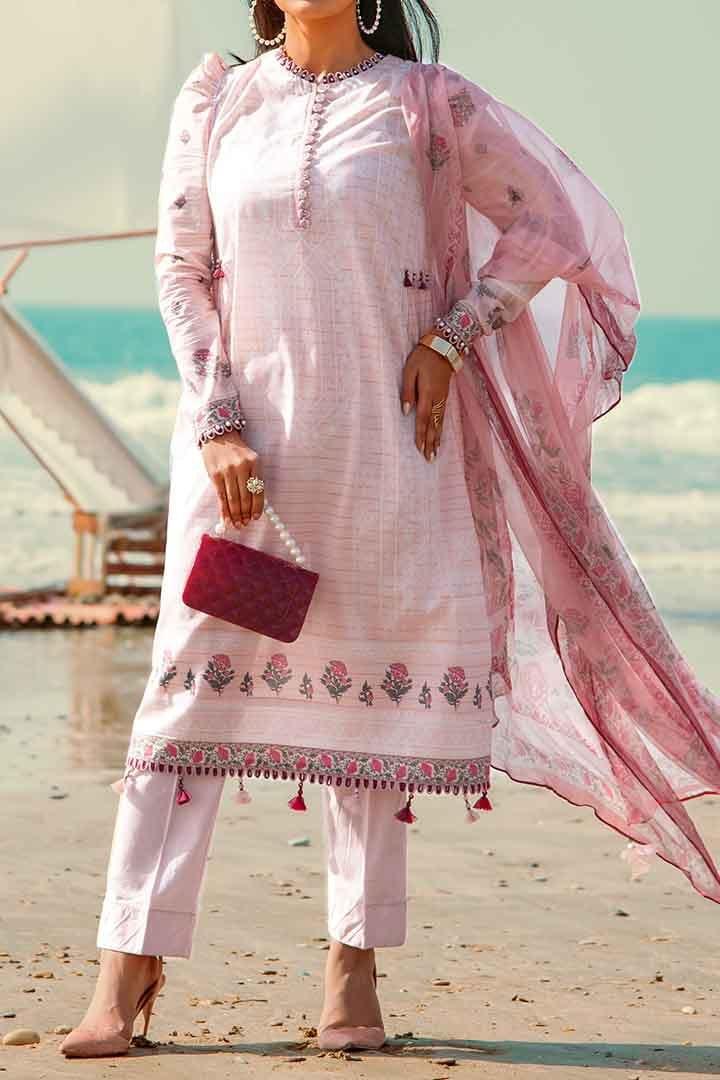 Mizaj - Unstitched Lawn with Chiffon Dupatta - 3 PC - Studio by TCS