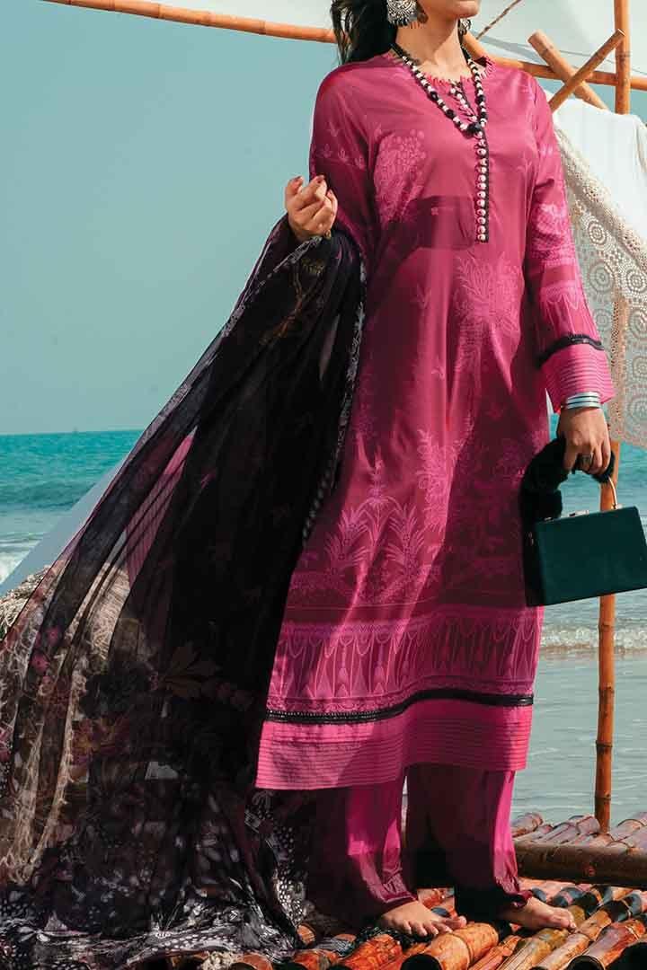 Mizaj - Unstitched Lawn with Chiffon Dupatta - 3 PC - Studio by TCS