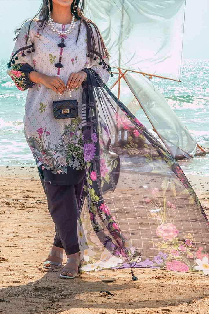Mizaj - Unstitched Lawn with Chiffon Dupatta - 3 PC - Studio by TCS