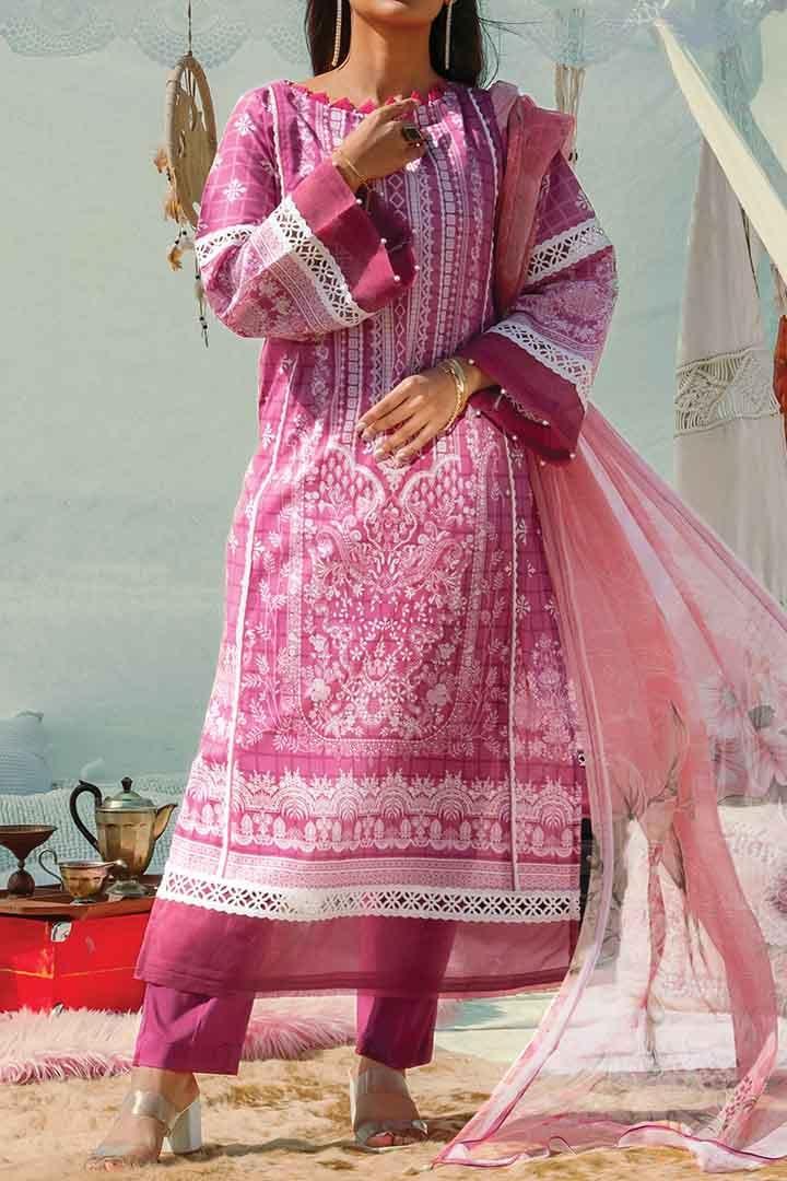 Mizaj - Unstitched Lawn with Chiffon Dupatta - 3 PC - Studio by TCS