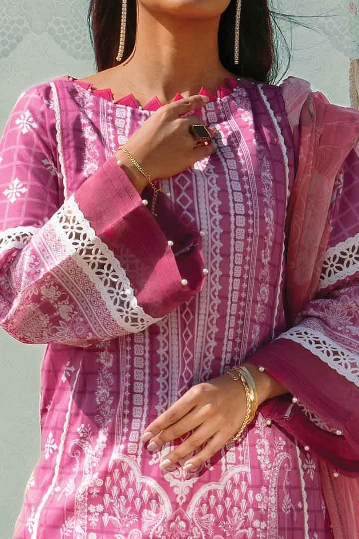 Mizaj - Unstitched Lawn with Chiffon Dupatta - 3 PC - Studio by TCS