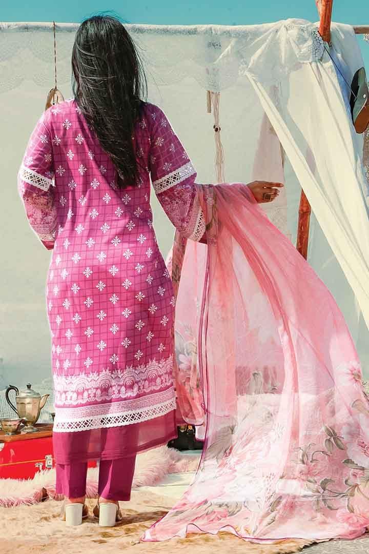 Mizaj - Unstitched Lawn with Chiffon Dupatta - 3 PC - Studio by TCS