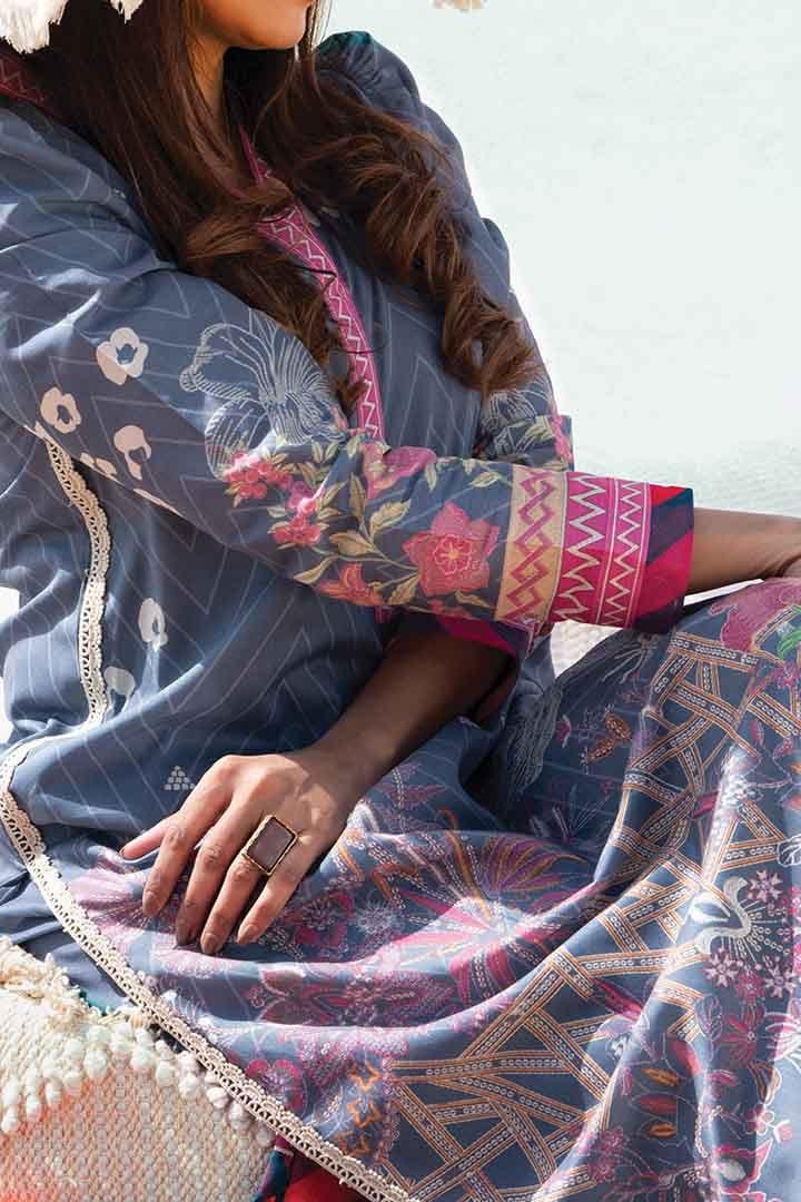 Mizaj - Unstitched Lawn with Chiffon Dupatta - 3 PC - Studio by TCS
