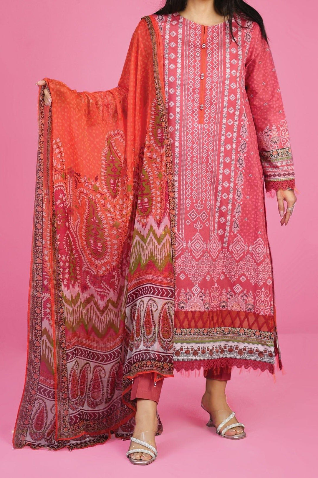 Mizaj - 3 Piece | Unstitched | Lawn with Chiffon Dupatta - S3L-2203109 - Studio by TCS
