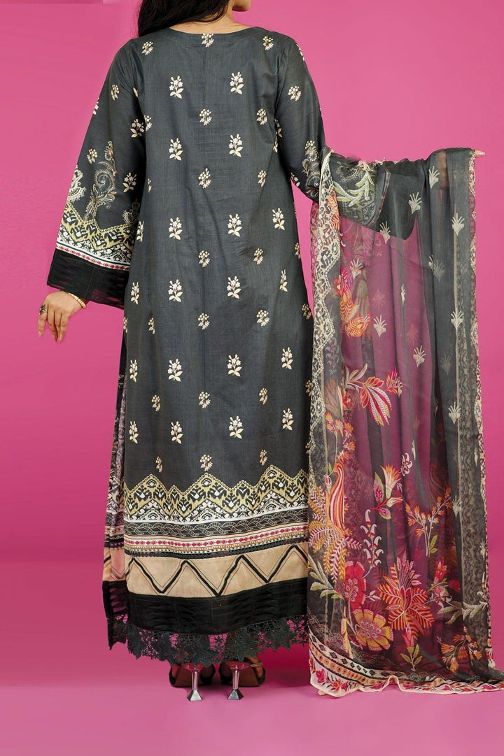 Mizaj - 3 Piece | Unstitched | Lawn with Chiffon Dupatta - S3L-2203111 - Studio by TCS