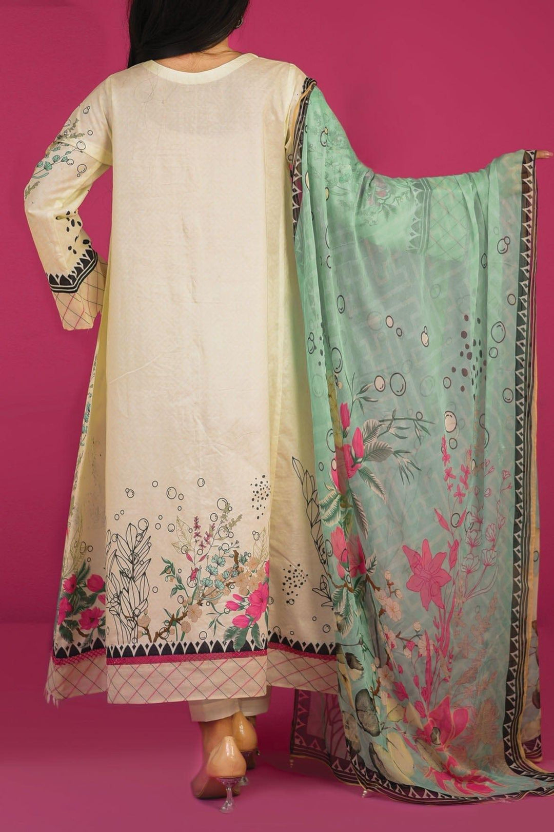 Mizaj - 3 Piece | Unstitched | Lawn with Chiffon Dupatta - S3L-2203114 - Studio by TCS
