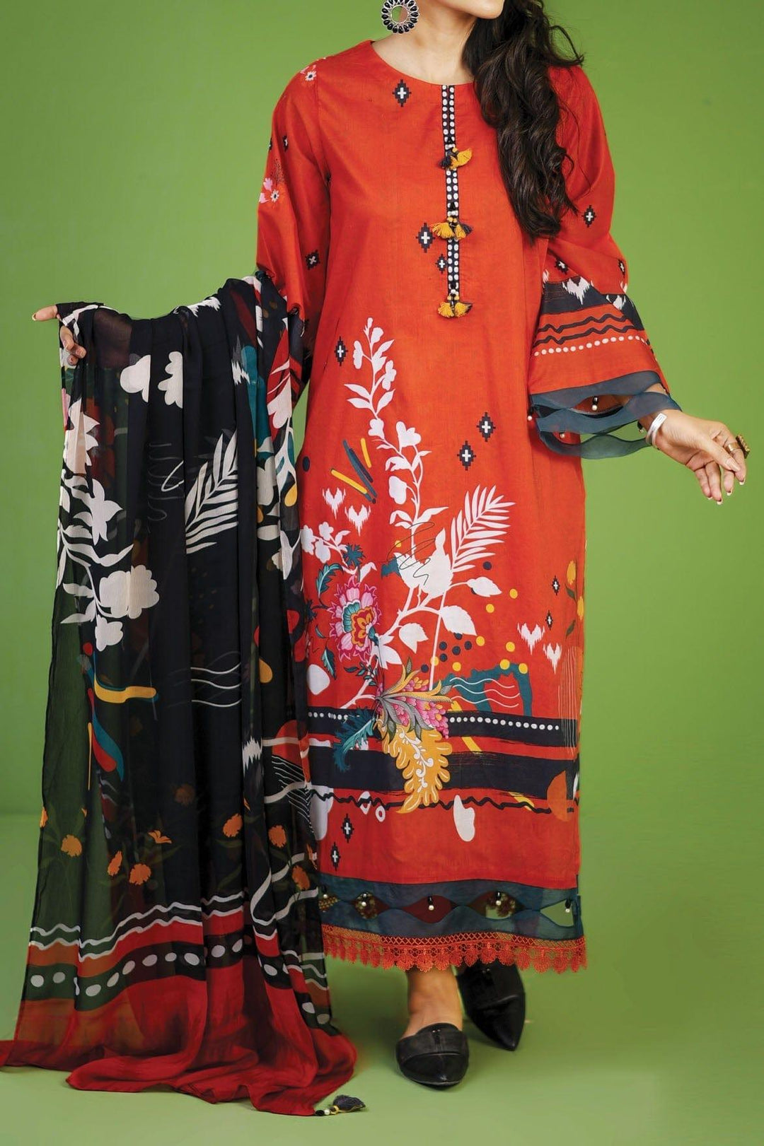 Mizaj - 3 Piece | Unstitched | Lawn with Chiffon Dupatta - S3L-2203115 - Studio by TCS