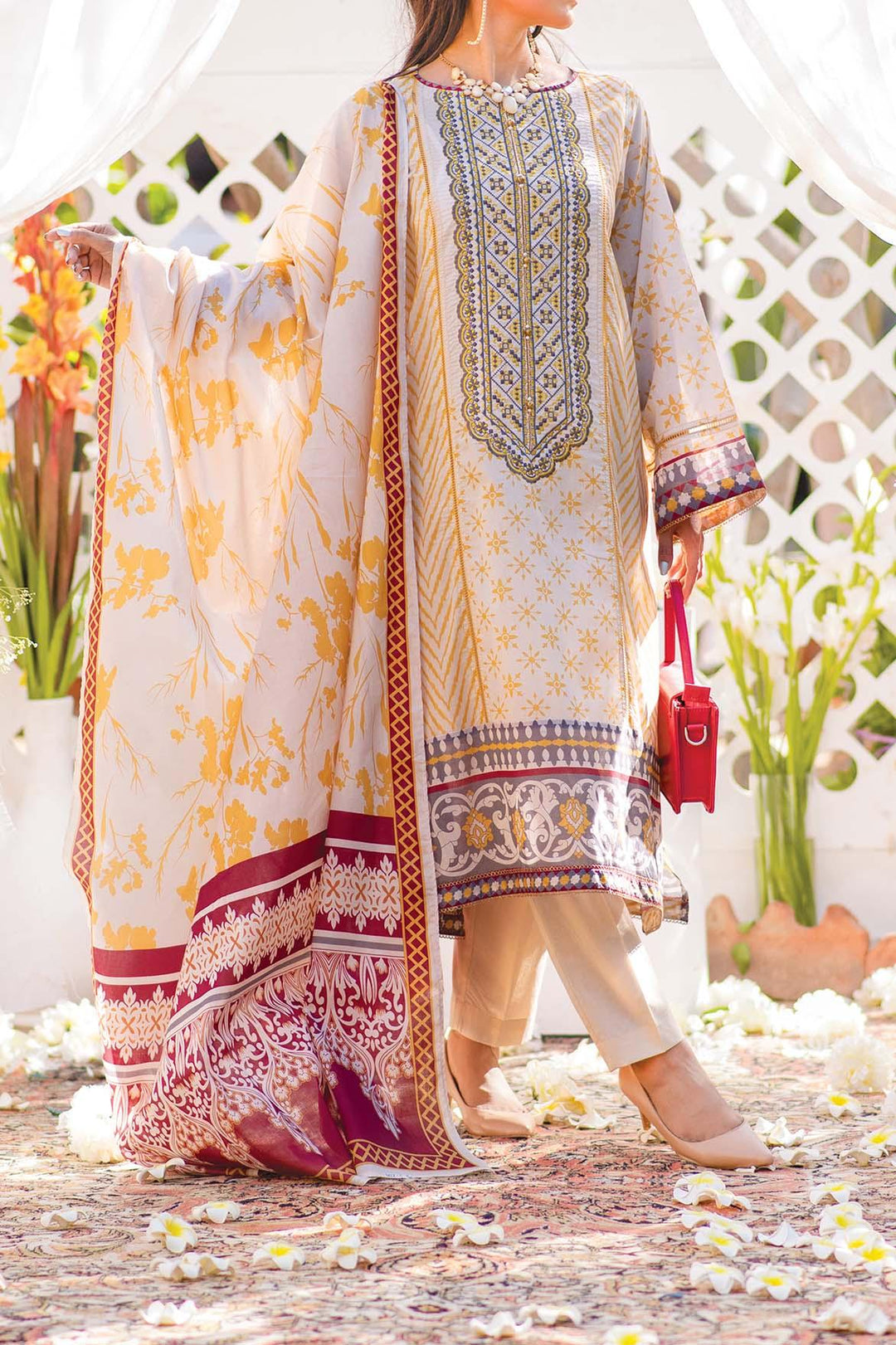 Mizaj - 3 Piece | Unstitched | Embroidered Lawn - S3LE-220122 - Studio by TCS