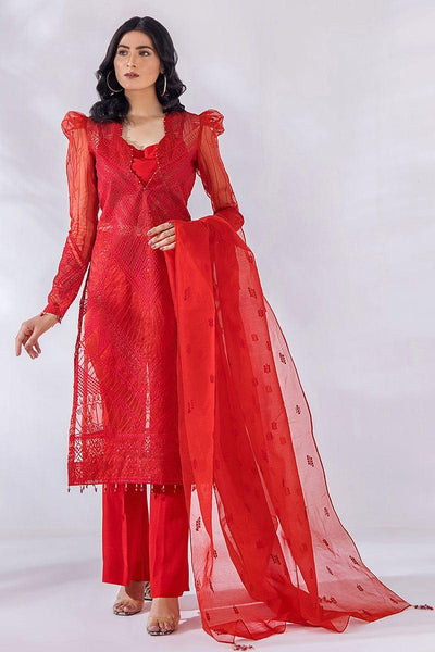 Malook - Samara - Red - Organza - Embroidered - 3 Piece - Unstitched - Studio by TCS