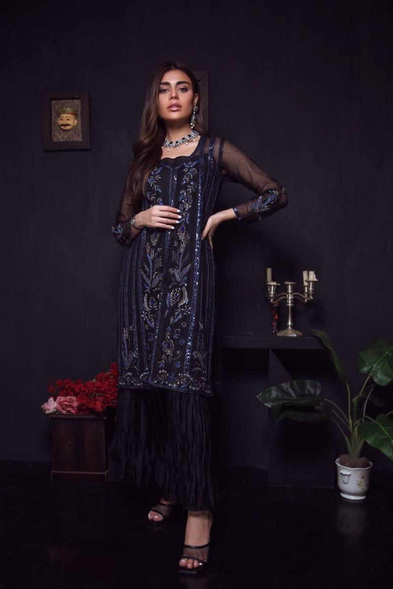 Sadia Aamir - Black Krayr - Organza - 2 Piece