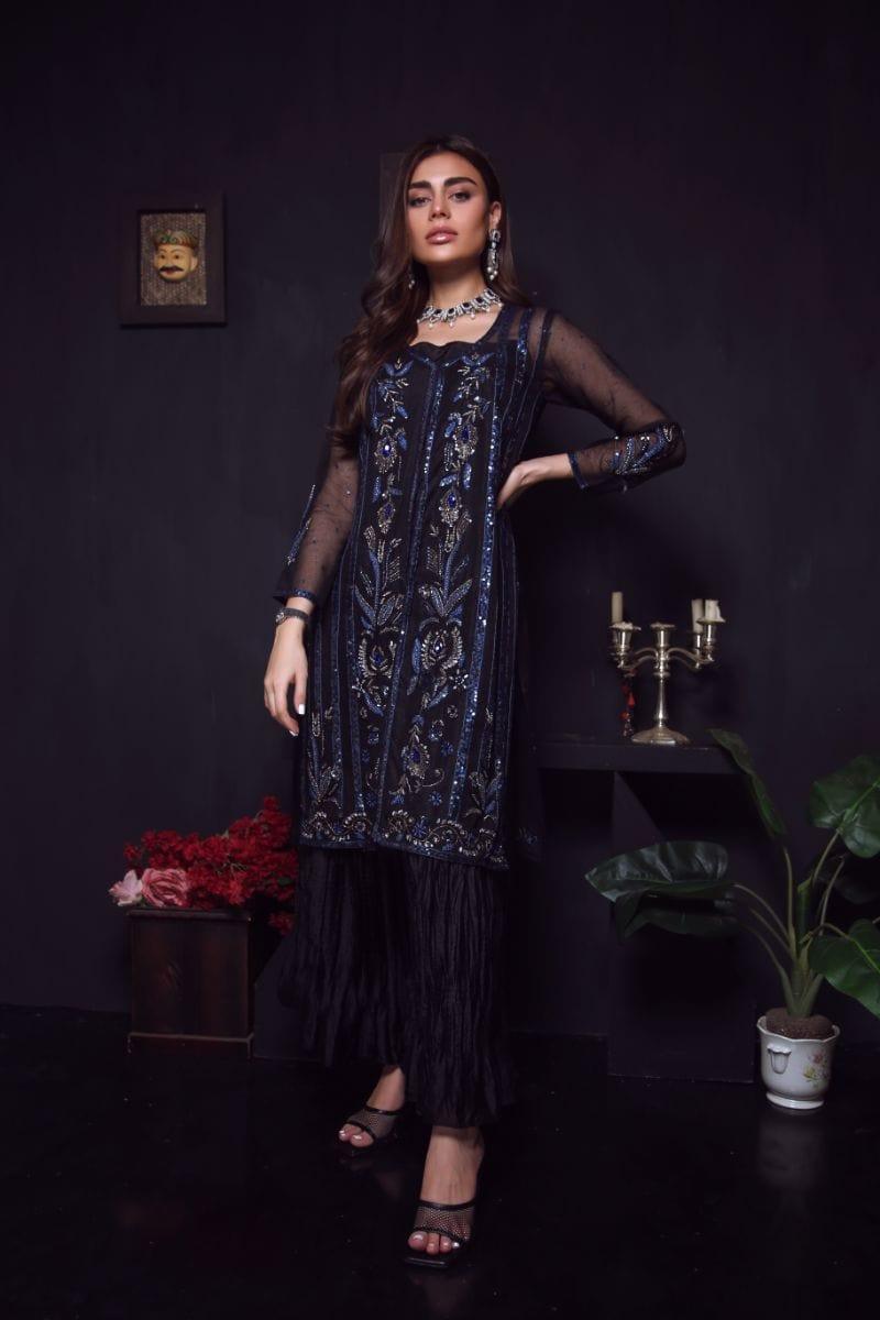 Sadia Aamir - Black Krayr - Organza - 2 Piece