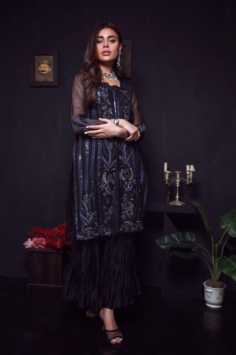 Sadia Aamir - Black Krayr - Organza - 2 Piece