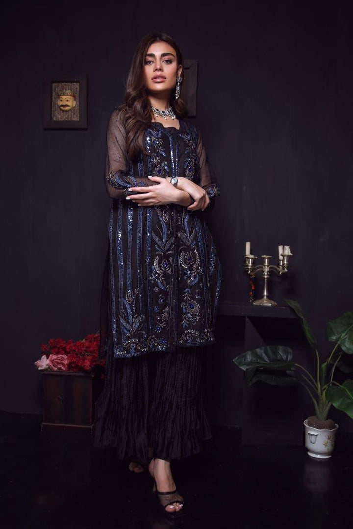 Sadia Aamir - Black Krayr - Organza - 2 Piece