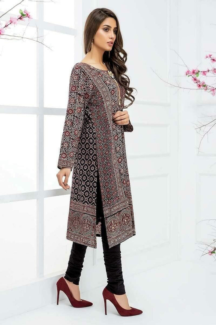 Sadia Aamir - Black and Red Mughal Madder - SA-LP26 - Cotton - Block Print - 1 Piece