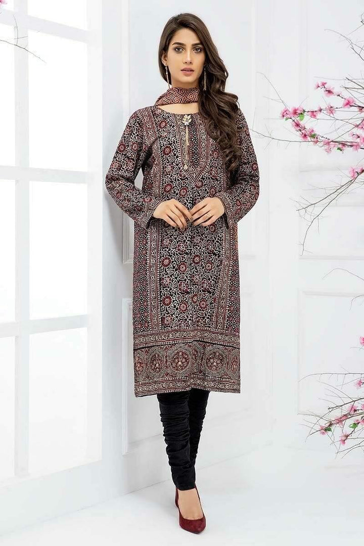 Sadia Aamir - Black and Red Mughal Madder - SA-LP26 - Cotton - Block Print - 1 Piece