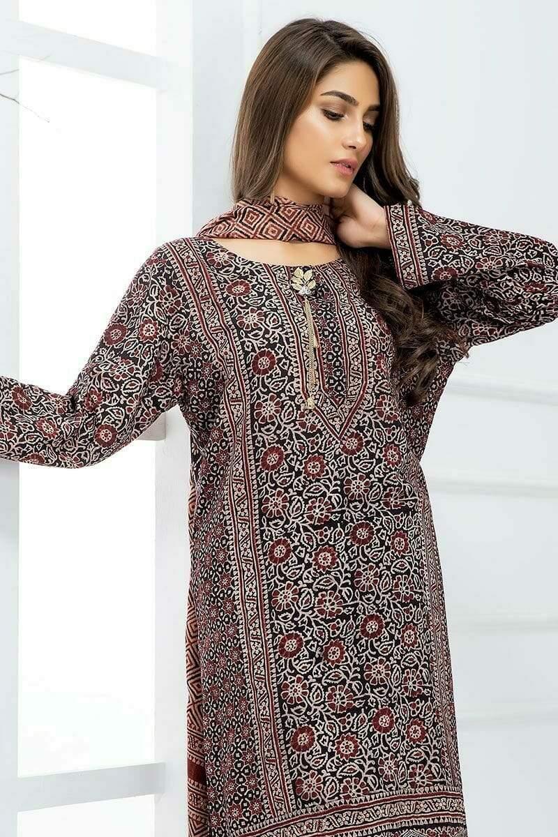 Sadia Aamir - Black and Red Mughal Madder - SA-LP26 - Cotton - Block Print - 1 Piece