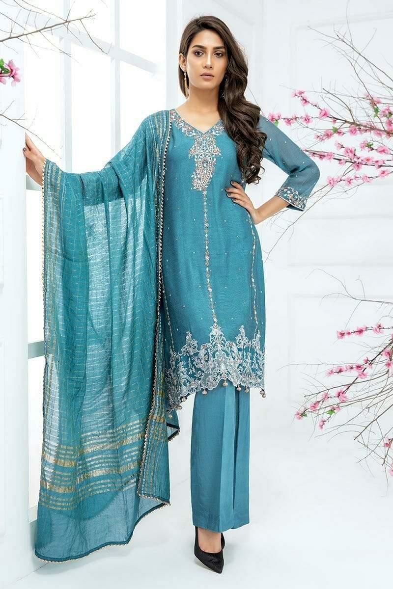 Sadia Aamir - Blue Elegance - SA-LP23 - Khaddi Net - 1 Piece