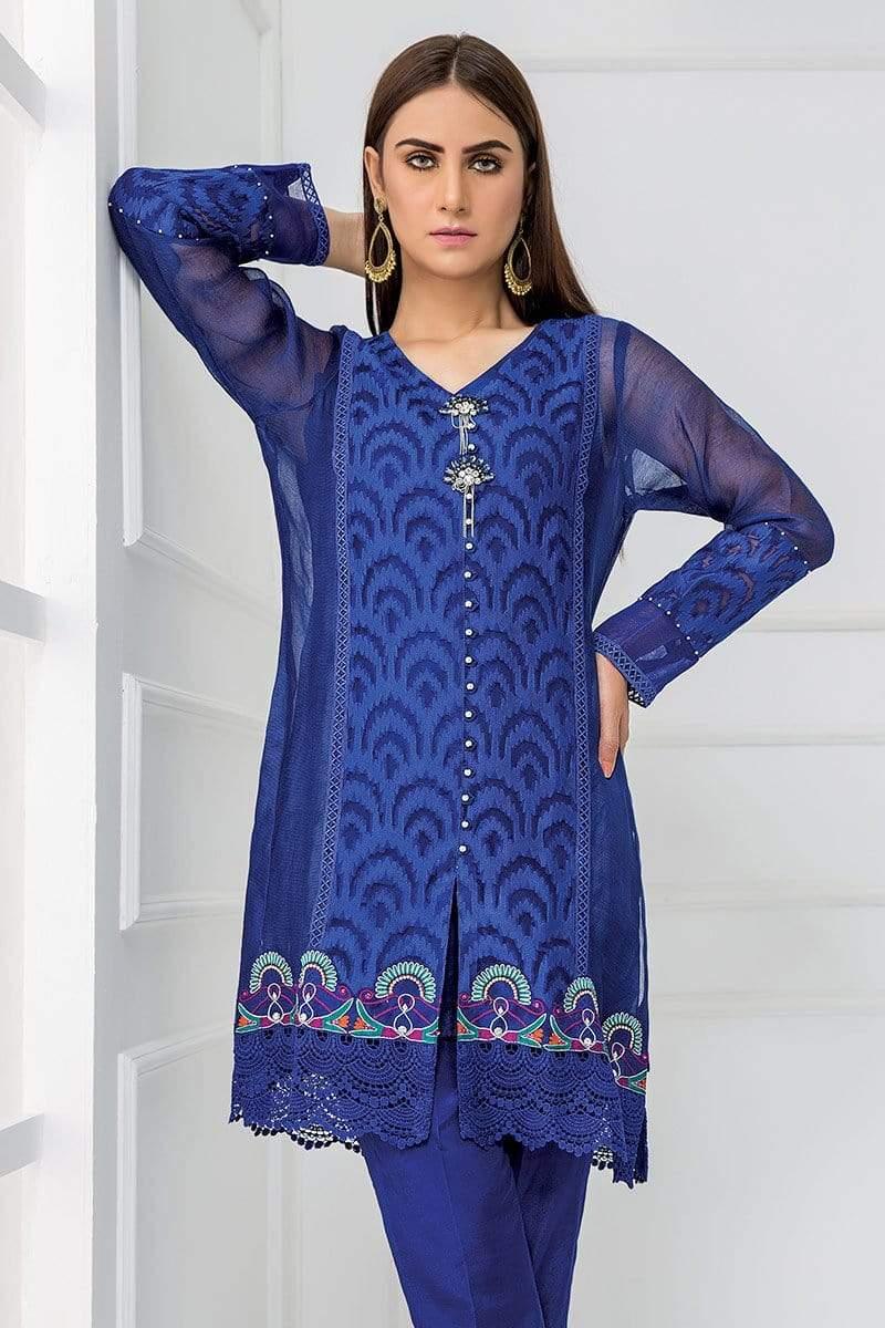 Sadia Aamir - Blue Enchant - SA-LP10 - Organza - Silk - 1 Piece