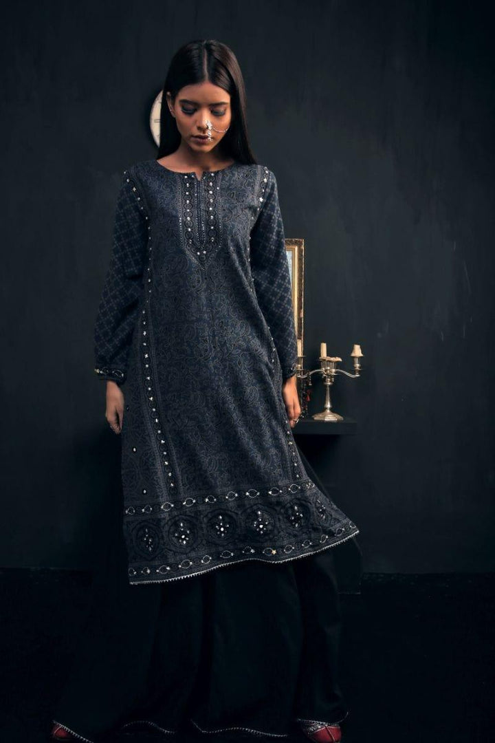 Sadia Aamir - Charcoal Qainaat - Hand work Gota - 2 Piece