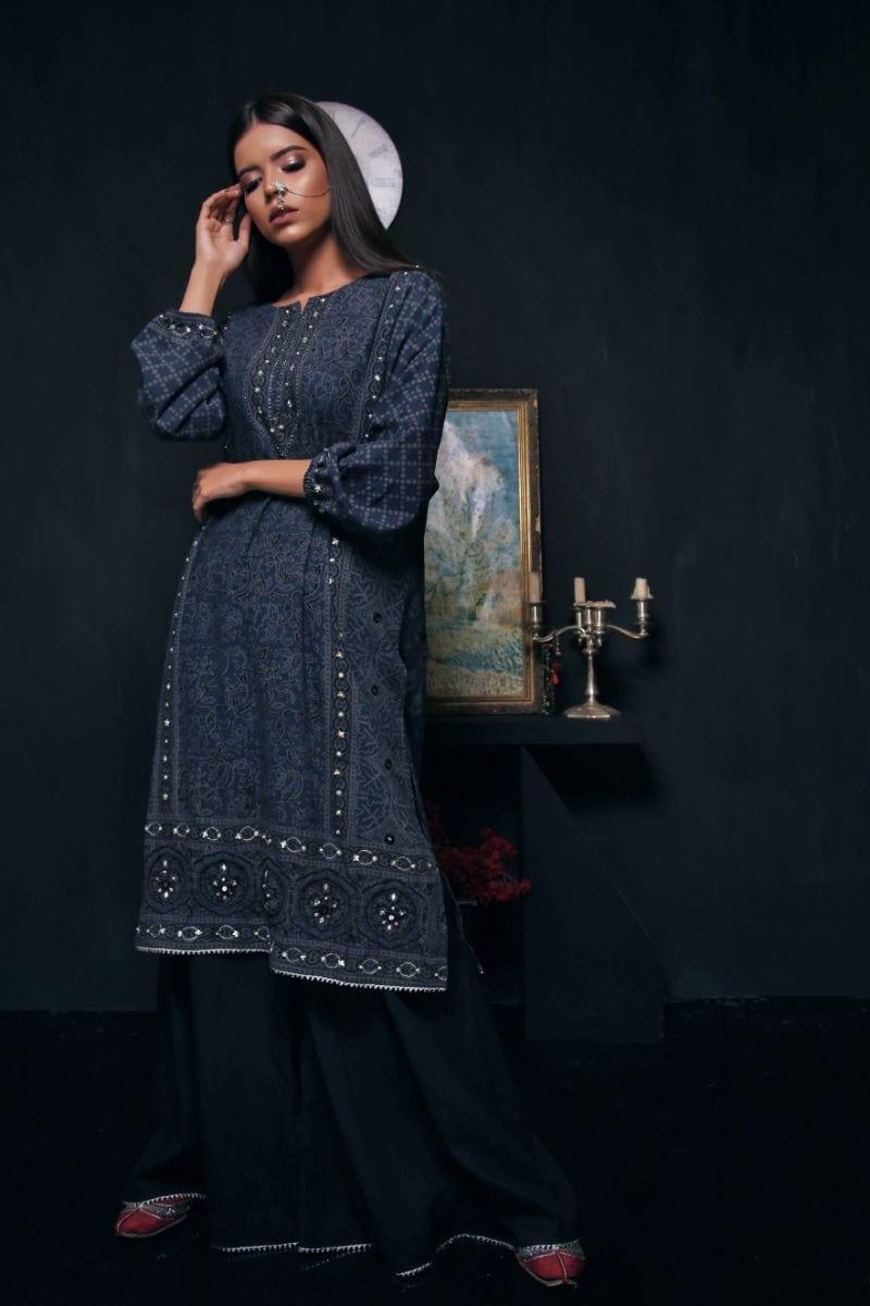 Sadia Aamir - Charcoal Qainaat - Hand work Gota - 2 Piece