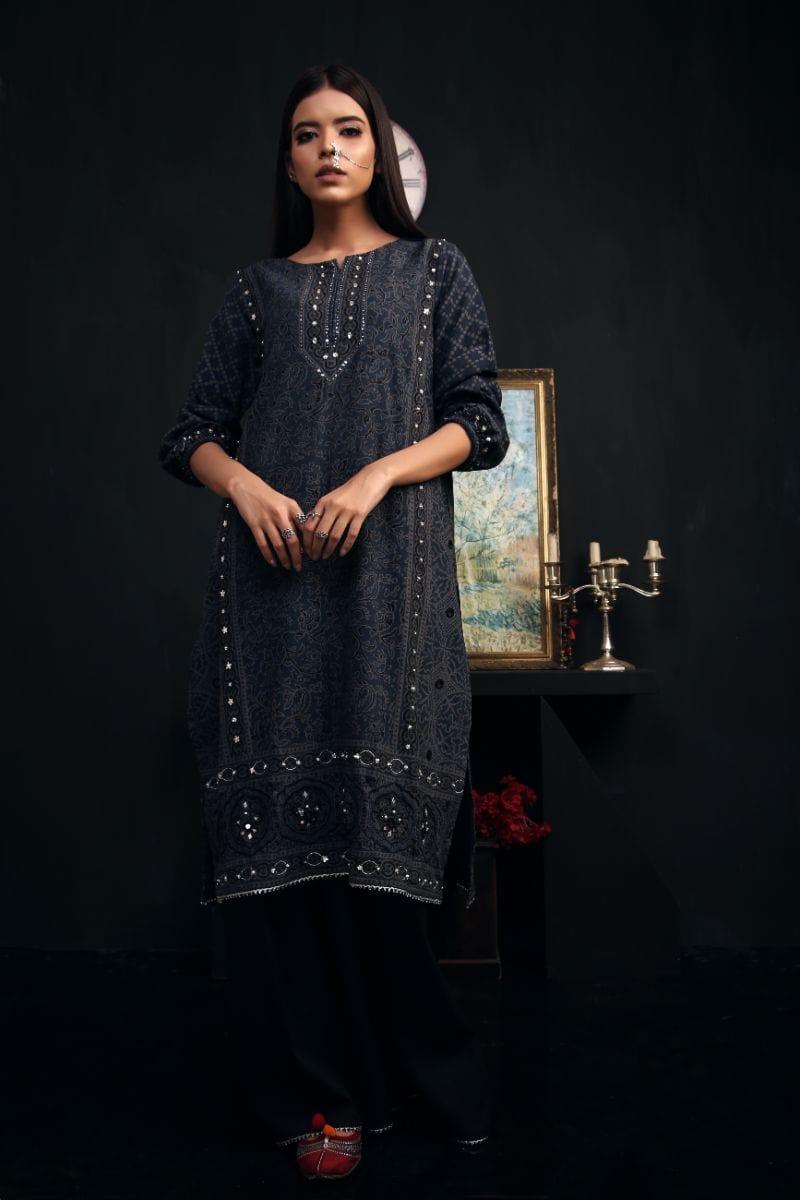 Sadia Aamir - Charcoal Qainaat - Hand work Gota - 2 Piece