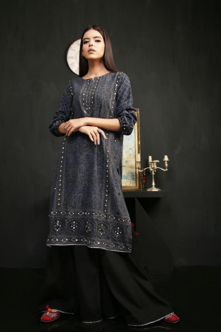 Sadia Aamir - Charcoal Qainaat - Hand work Gota - 2 Piece