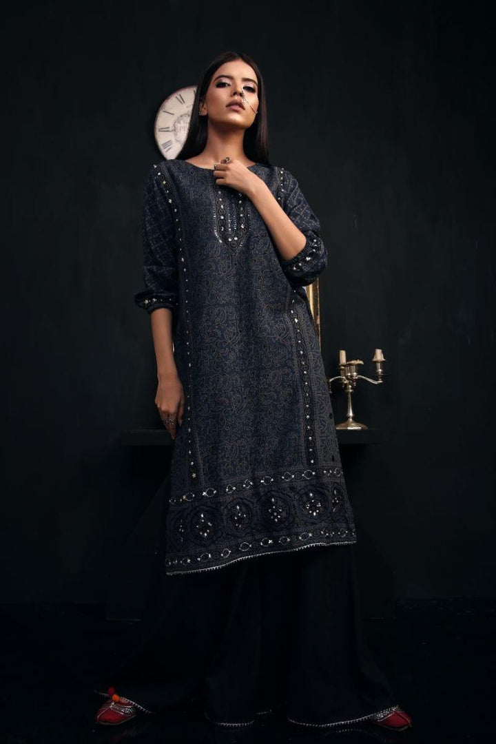 Sadia Aamir - Charcoal Qainaat - Hand work Gota - 2 Piece