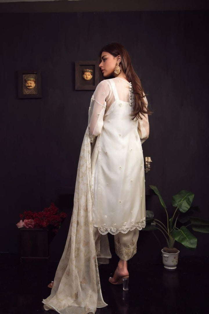 Sadia Aamir - Cream Roya - Organza - 3 Piece
