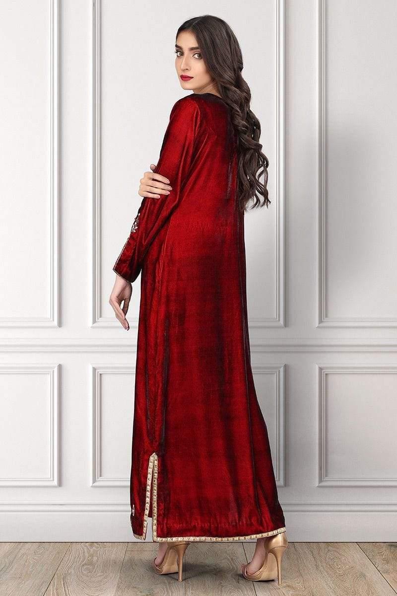 Sadia Aamir - Deep Red Starlite - SAL-05 - Embroidered - 1 Piece