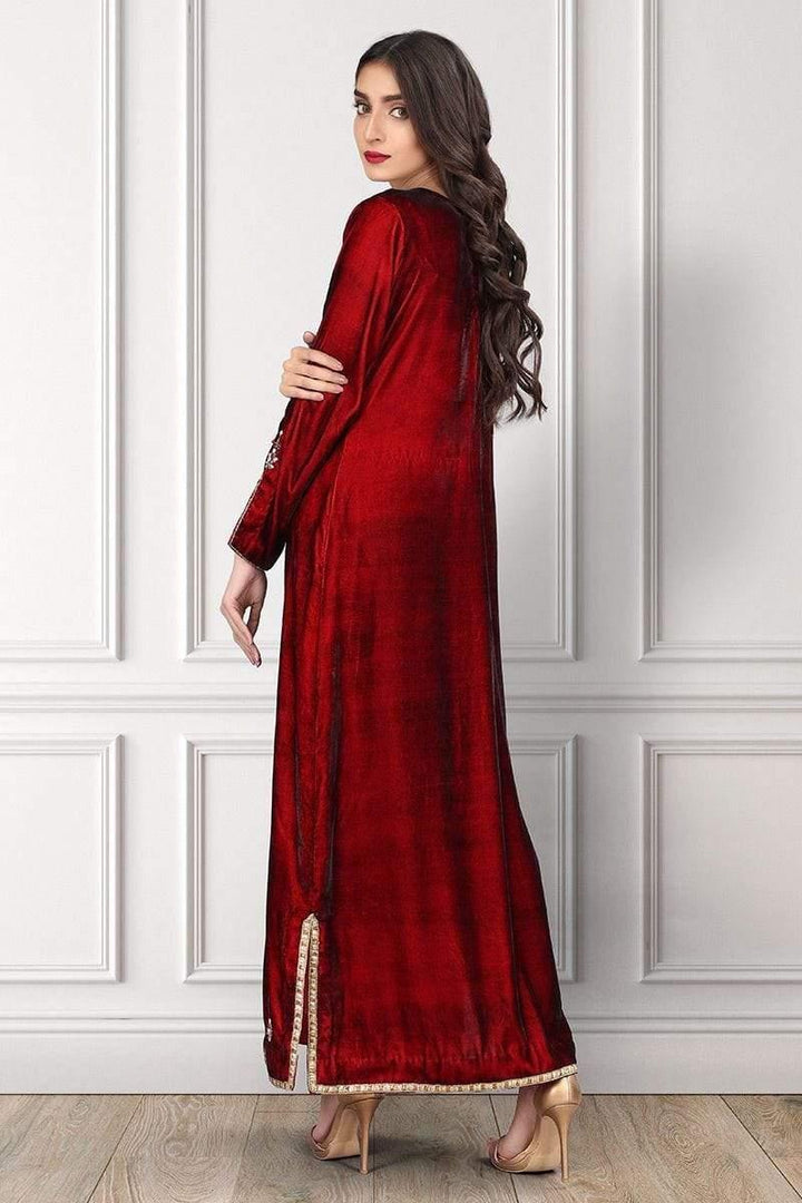 Sadia Aamir - Deep Red Starlite - SAL-05 - Embroidered - 1 Piece