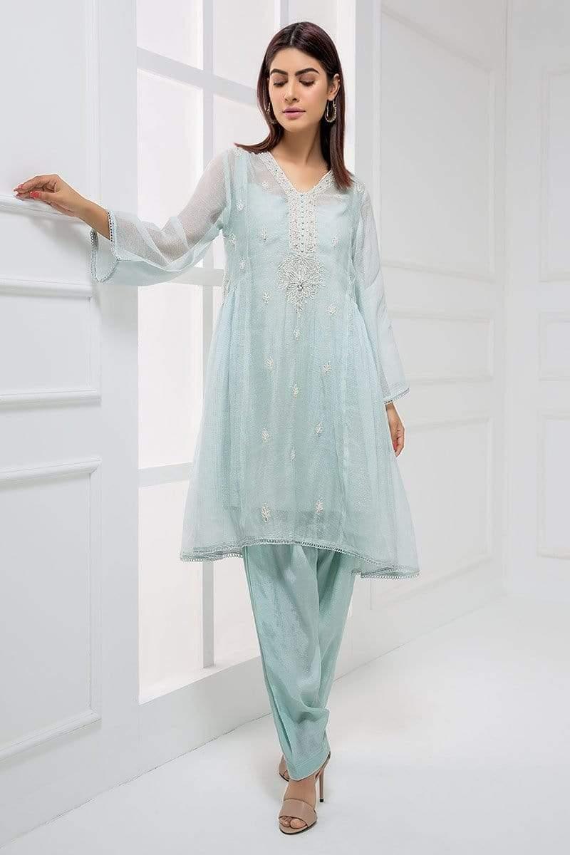 Sadia Aamir - Ice Blue Esquire - SA-LP01 - Pleated - 1 Piece