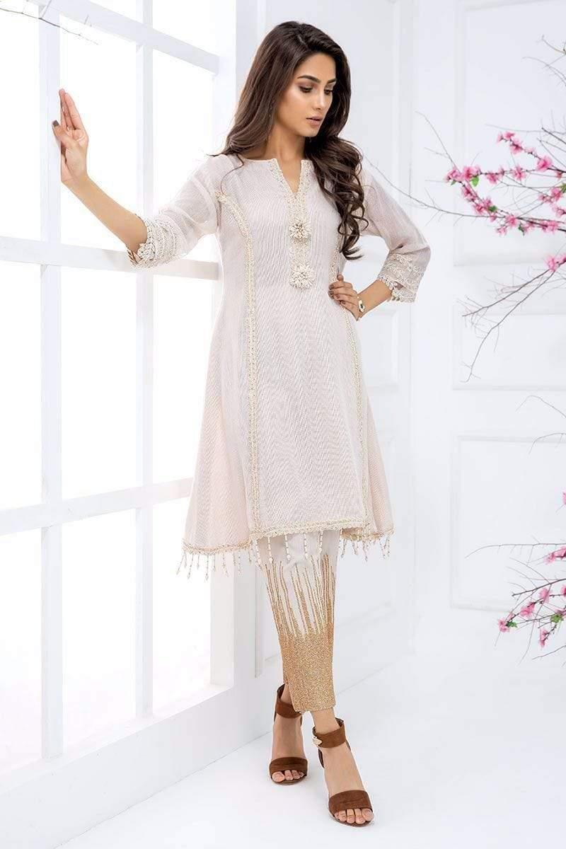 Sadia Aamir - Ivory Gold - SA-LP18 - Embroidered - 1 Piece
