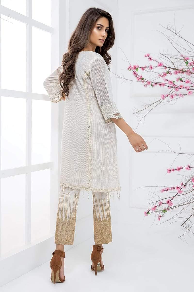 Sadia Aamir - Ivory Gold - SA-LP18 - Embroidered - 1 Piece