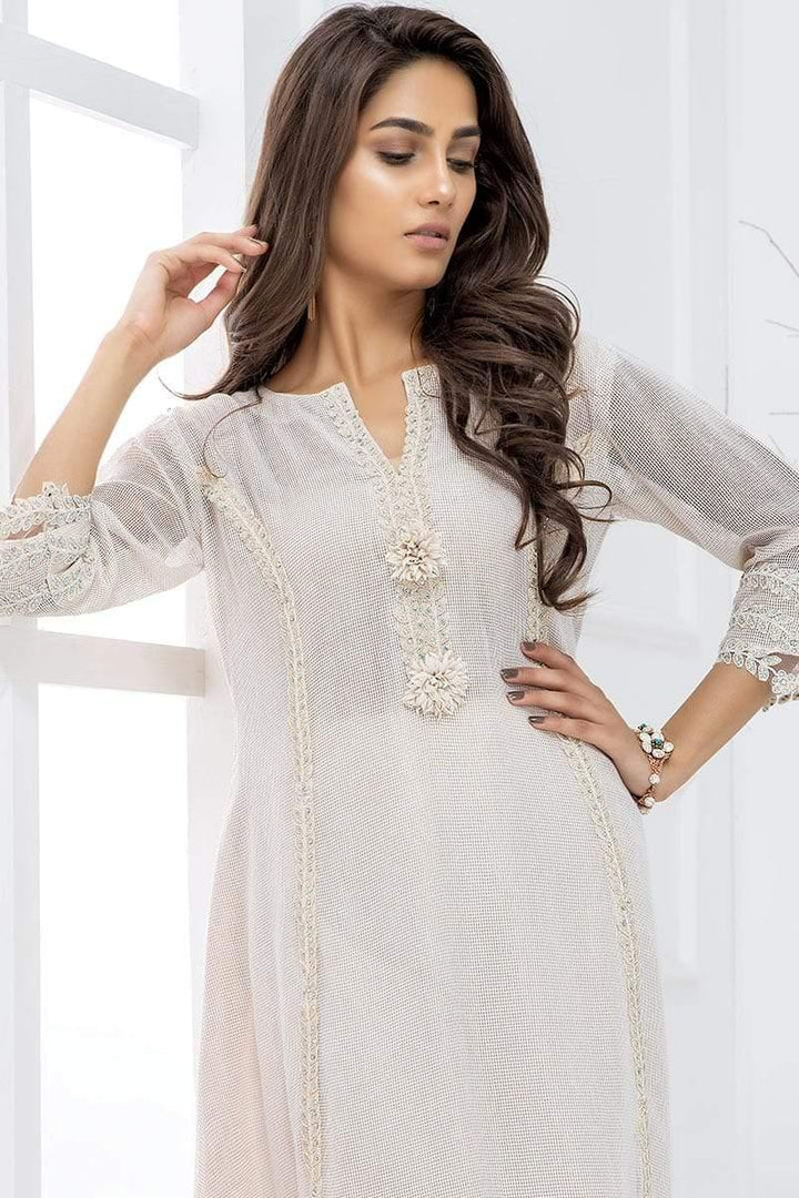 Sadia Aamir - Ivory Gold - SA-LP18 - Embroidered - 1 Piece
