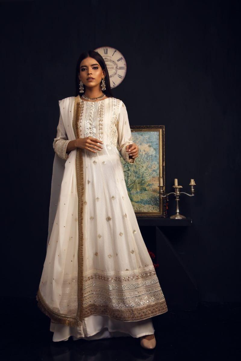 Sadia Aamir - Ivory Noor - Embroidered Chiffon - 3 Piece