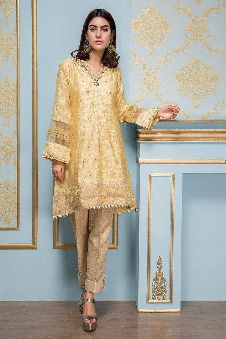 Sadia Aamir - Light Yellow Meringue - SA-LP07 - Khaddi Banarsi - 1 Piece
