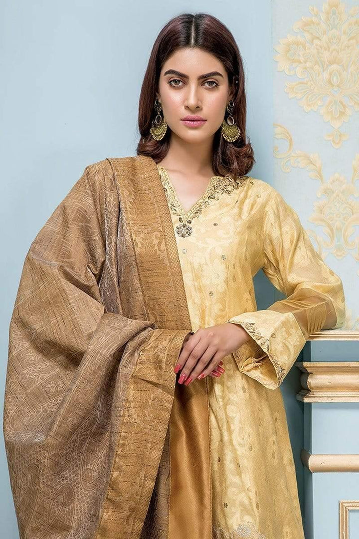 Sadia Aamir - Light Yellow Meringue - SA-LP07 - Khaddi Banarsi - 1 Piece