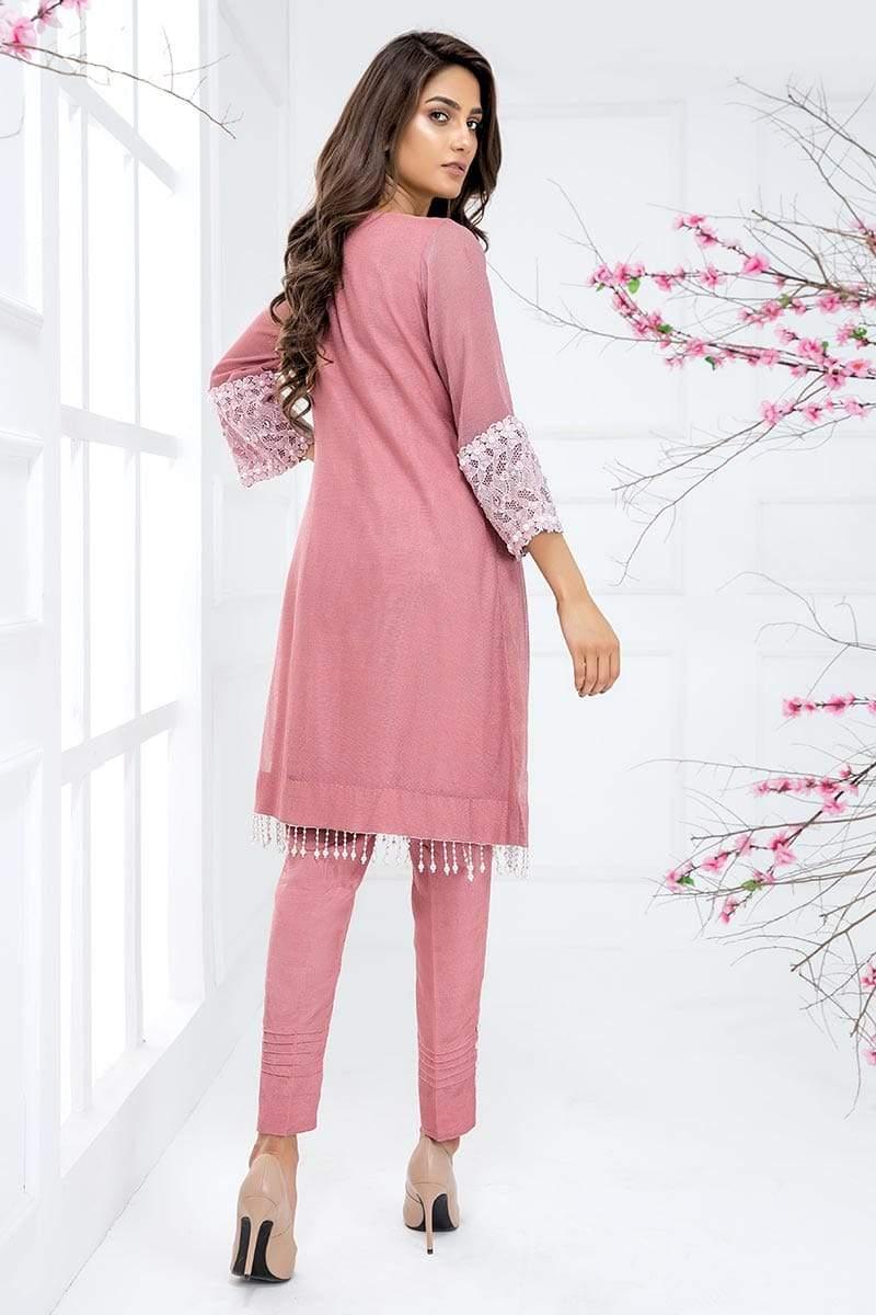 Sadia Aamir - Pink Blush Rose - SA-LP22 - Khaddi Net - 1 Piece