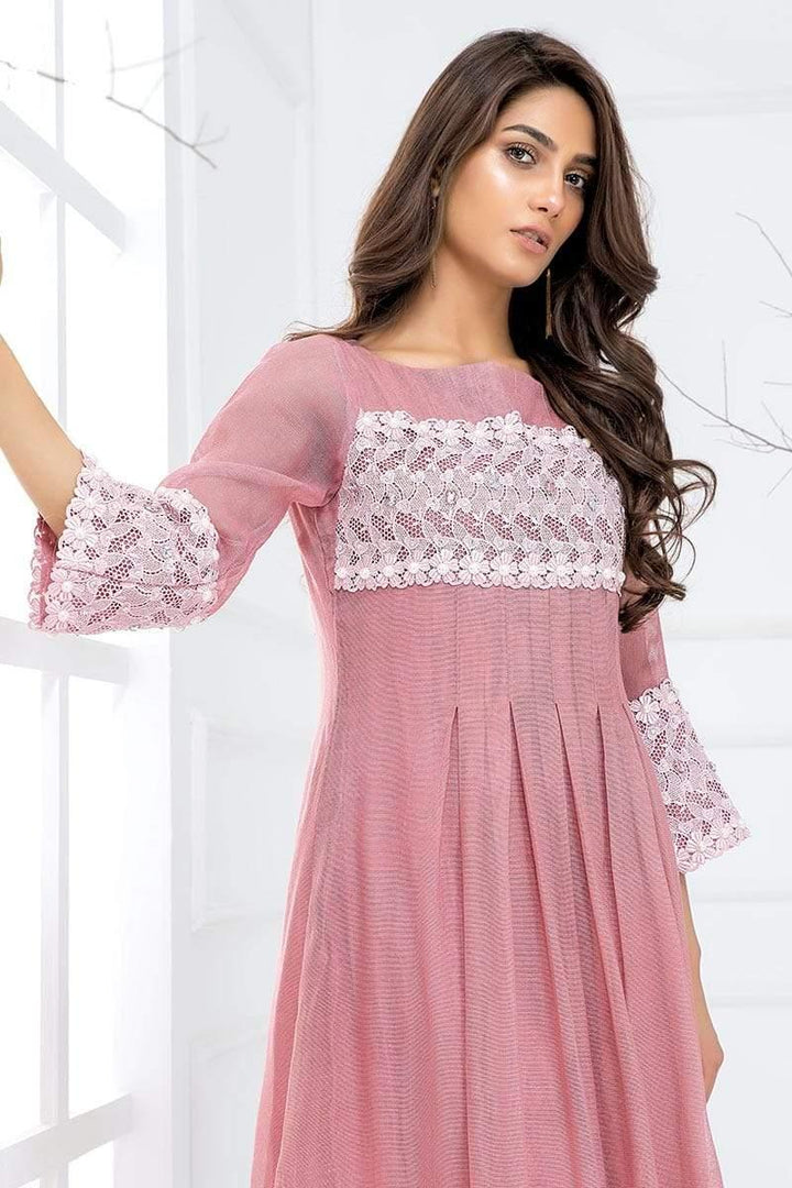 Sadia Aamir - Pink Blush Rose - SA-LP22 - Khaddi Net - 1 Piece