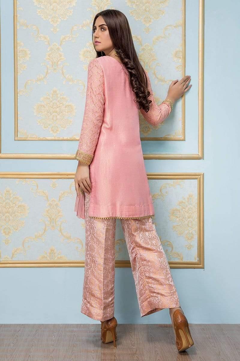 Sadia Aamir - Pink Shimmer - SA-LP13 - Shimmer Silk and Jamavar panel shirt - 1 Piece