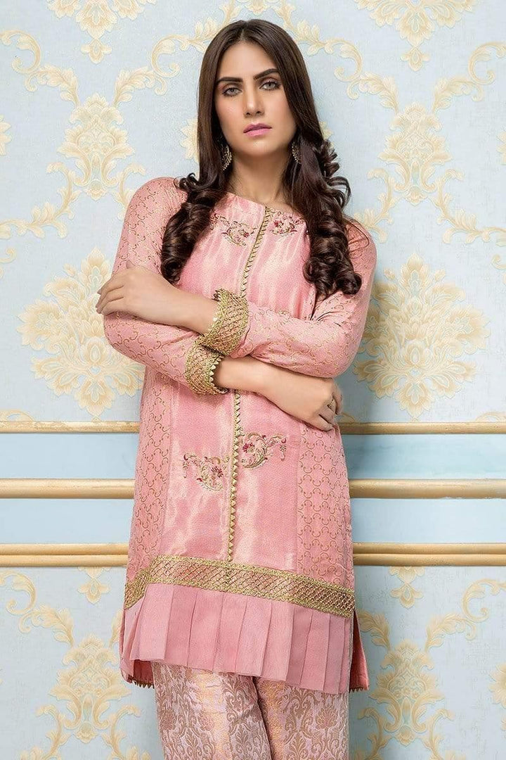 Sadia Aamir - Pink Shimmer - SA-LP13 - Shimmer Silk and Jamavar panel shirt - 1 Piece