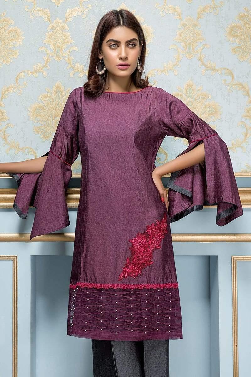 Sadia Aamir - Purple And Charcoal Flora - SA-LP08 - Khaddi Cotton - 1 Piece