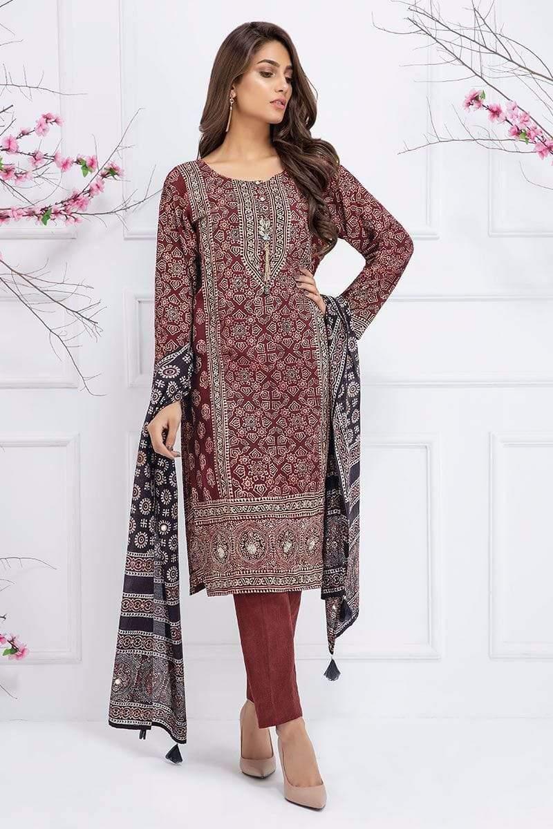 Sadia Aamir - Red Cochineal Crystal - SA-LP24 - Cotton - Block Print - 1 Piece